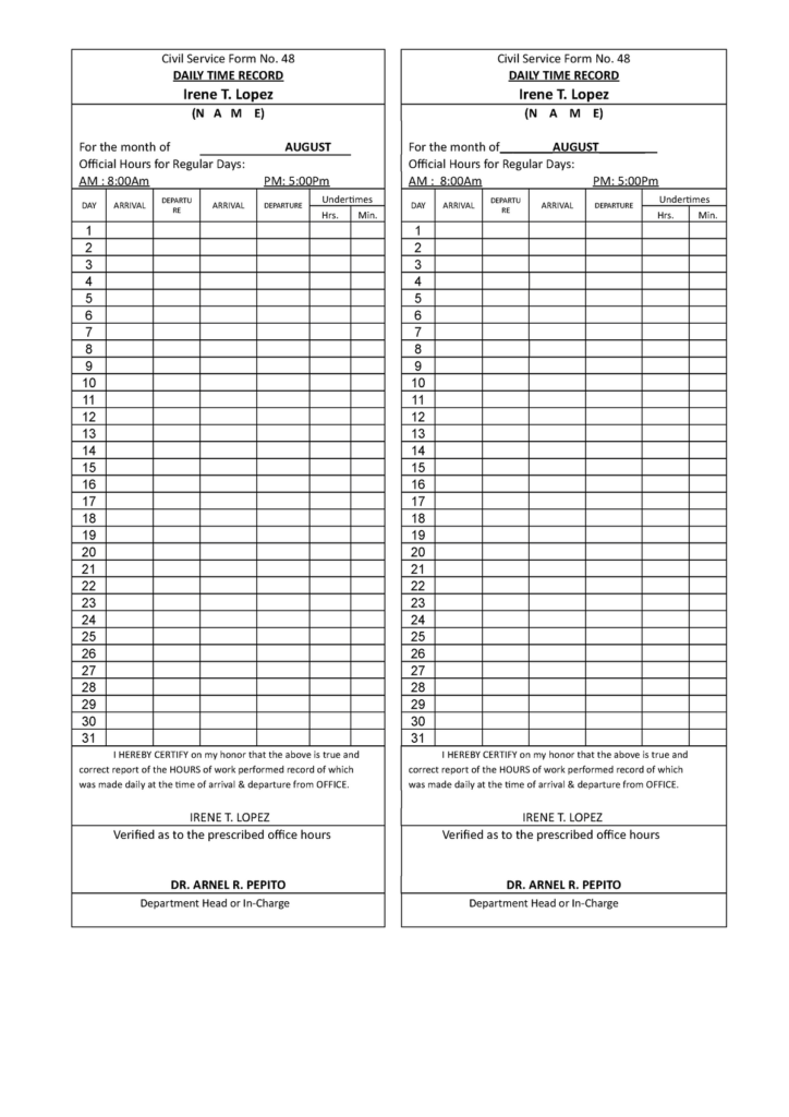 Dtr Form Printable Printable Forms Free Online