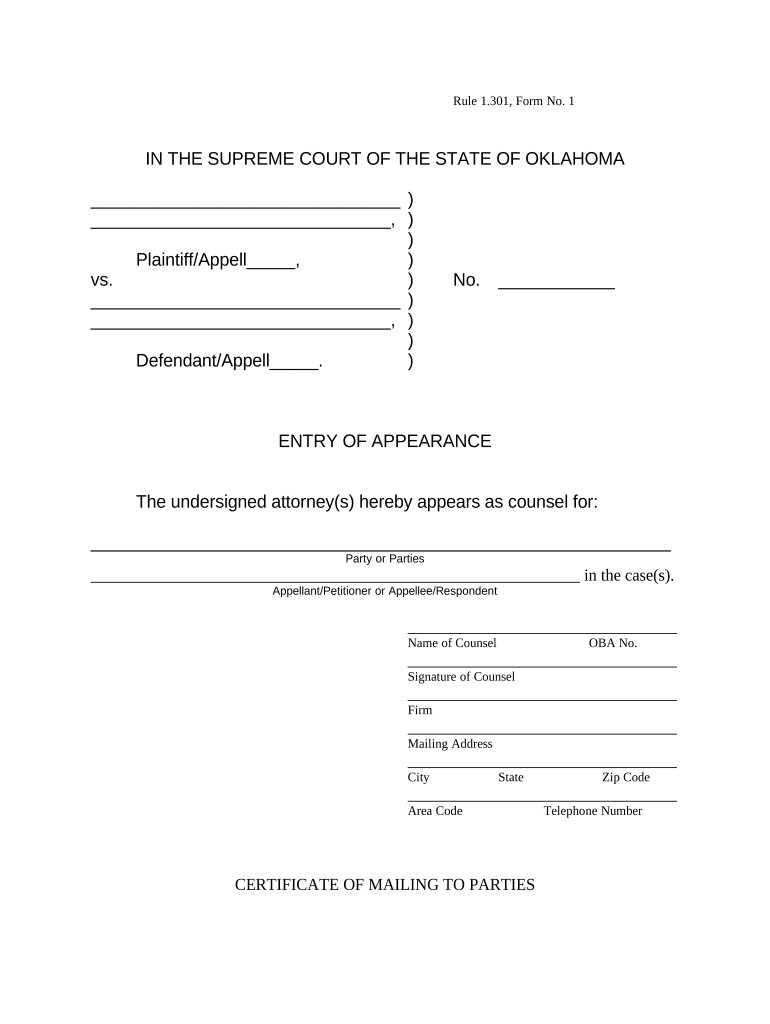 Entry Appearance Form Fill Out And Sign Printable PDF Template SignNow