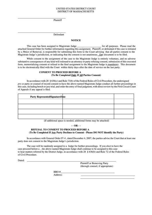 Fillable Massachusetts District Court Notice Form Printable Pdf Download
