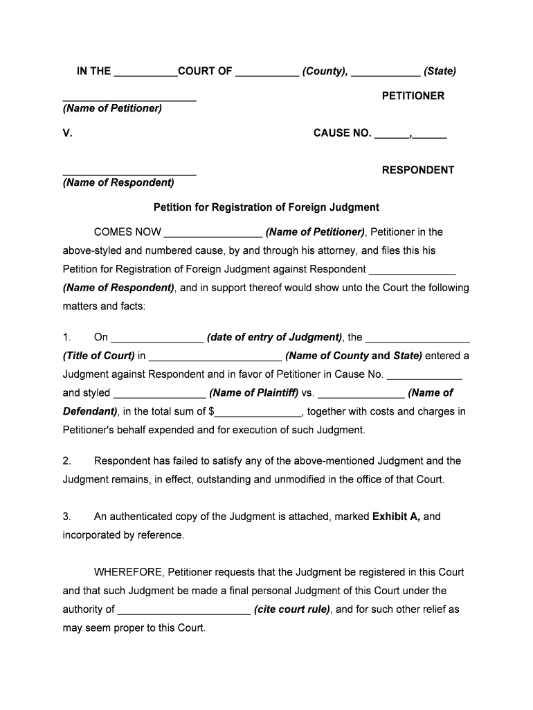 Foreign Judgment Fill Online Printable Fillable Blank PdfFiller