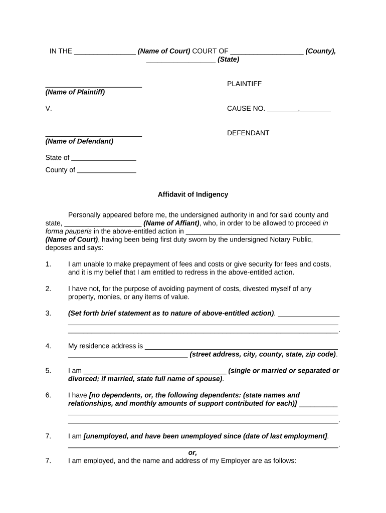 Forma Pauperis Form Fill Out And Sign Printable PDF Template SignNow