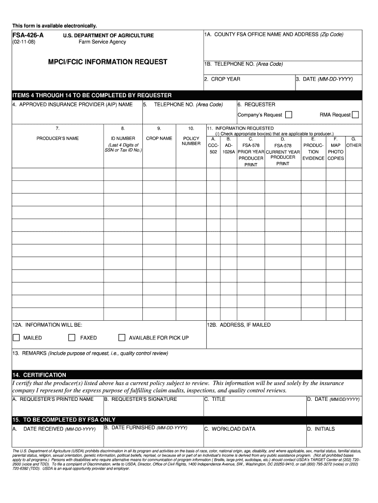 Fsa 426 Form Fill Out Sign Online DocHub