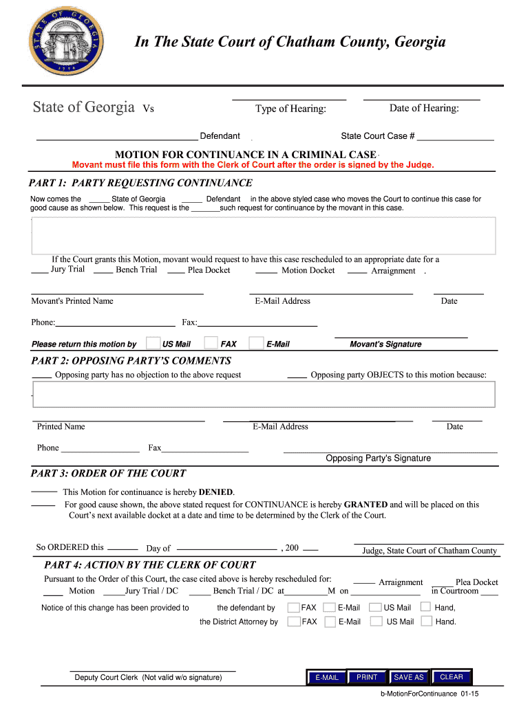 Georgia Continuance Form Fill Online Printable Fillable Blank 