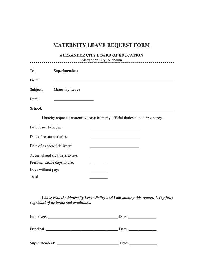 Maternity Leave Form For Teachers Pdf Fill Online Printable 