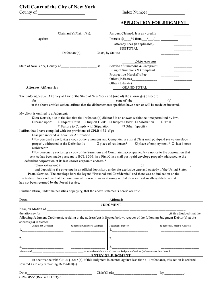 Money Judgment New York Form Fill Online Printable Fillable Blank