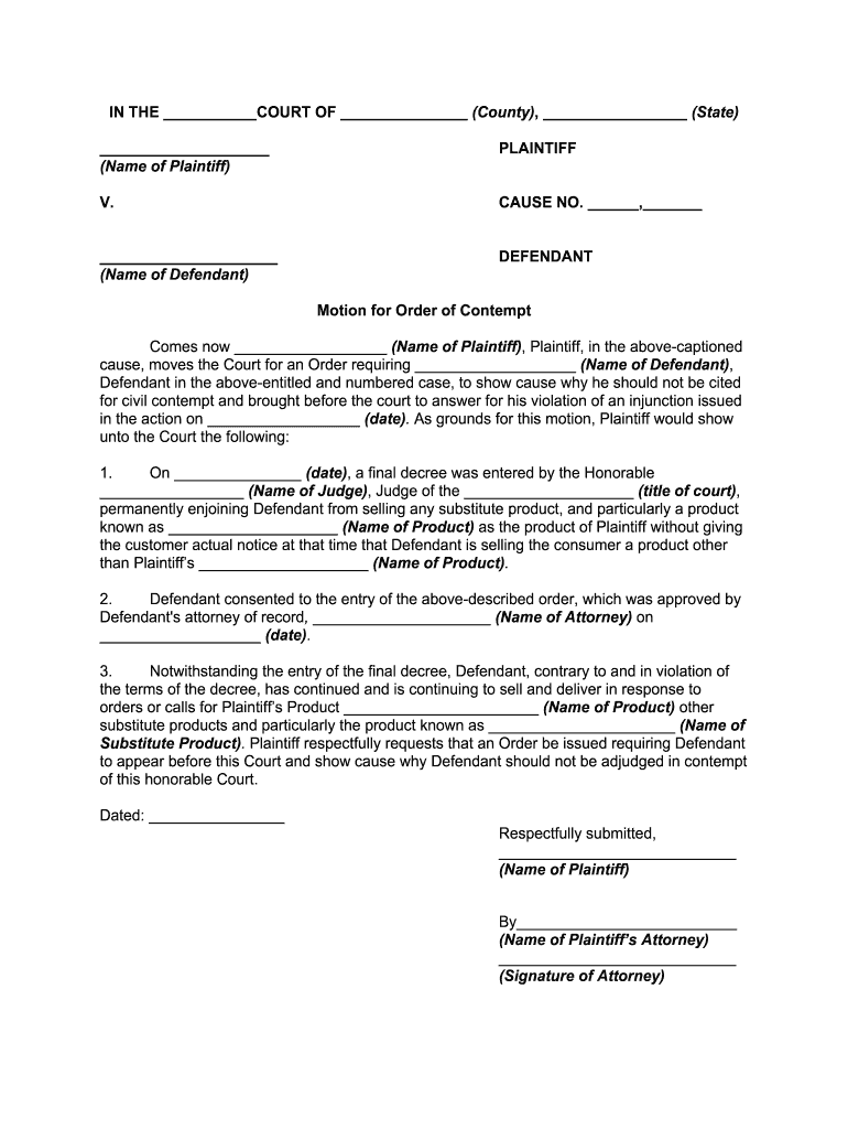 Motion Injunction Form Fill Online Printable Fillable Blank