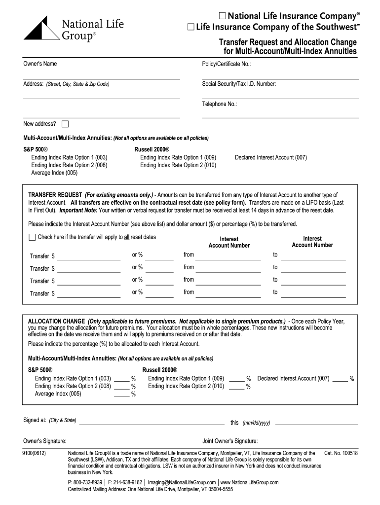 National Life Group Withdrawal Form Fill Online Printable Fillable