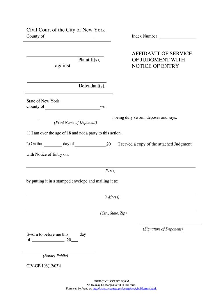 New York Form Civil Court Fill Out And Sign Printable PDF Template 