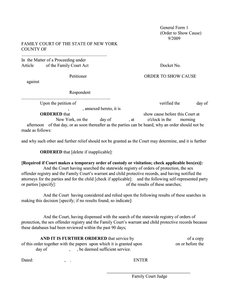 New York Form Order Cause Fill Out And Sign Printable PDF Template 