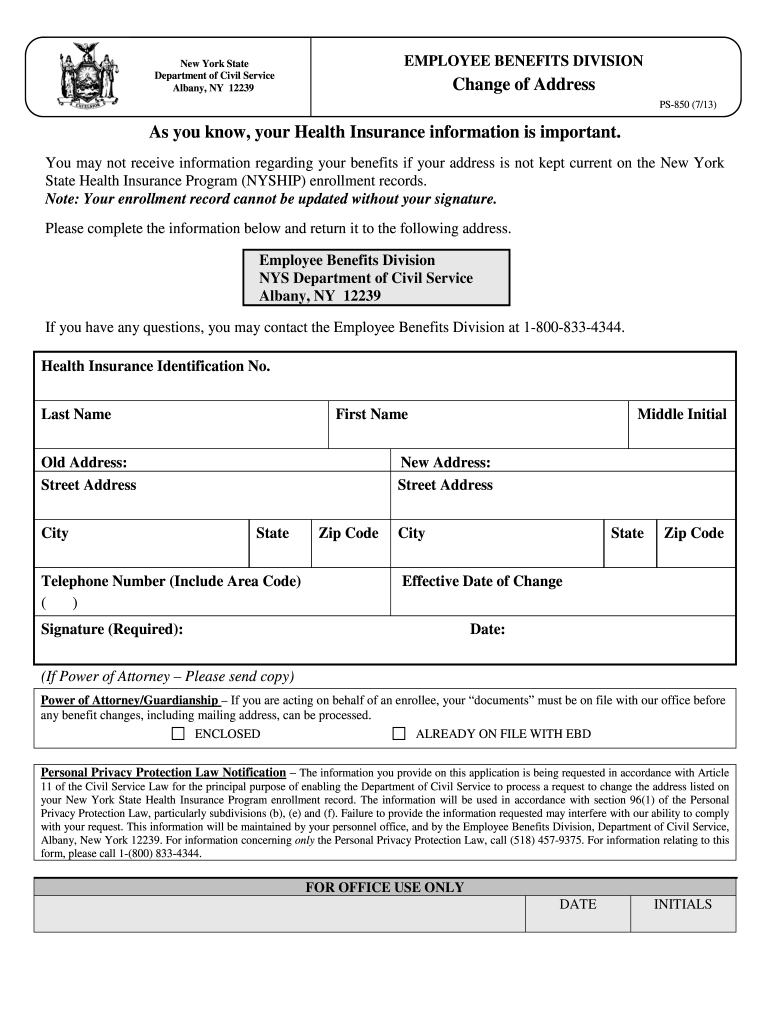New York State Form Ps850 Fill Out And Sign Printable PDF Template