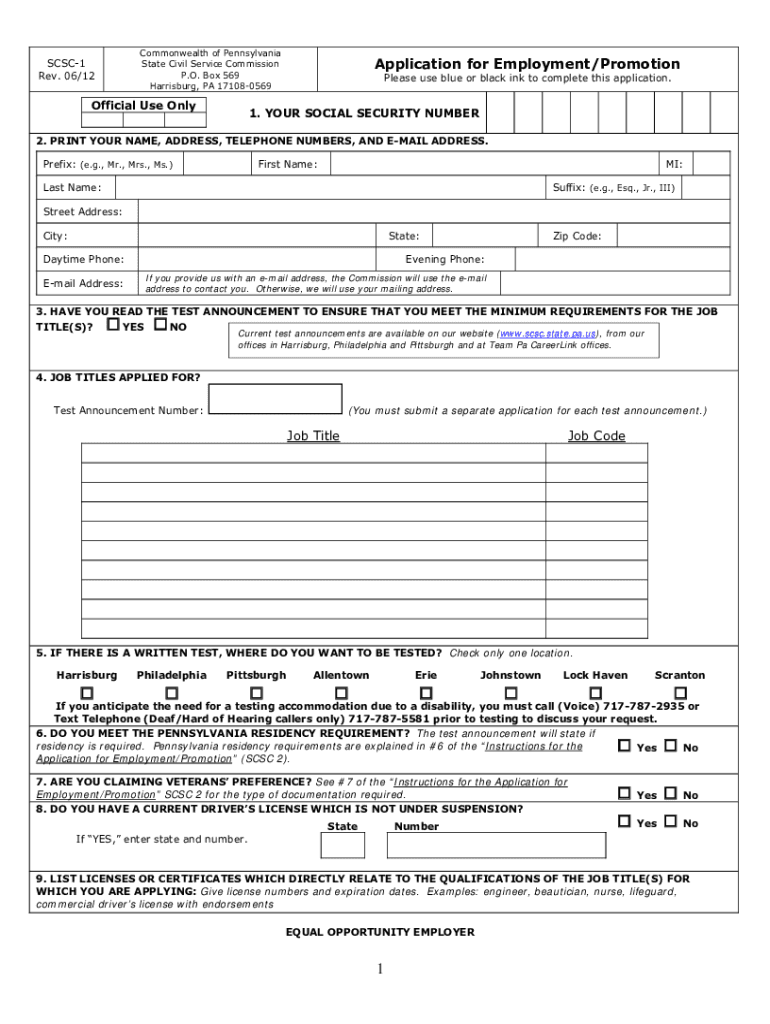 Pa State Civil Service Application Fill Out Sign Online DocHub