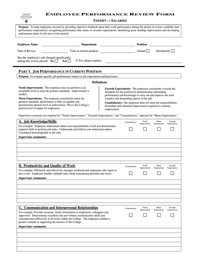 Performance Appraisal Form How To Fill Form Fill Out Sign Online