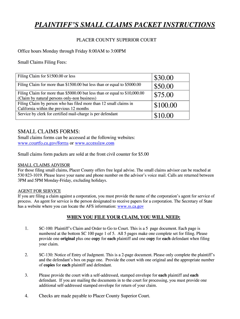 Placer County Superior Court Civil Forms CountyForms