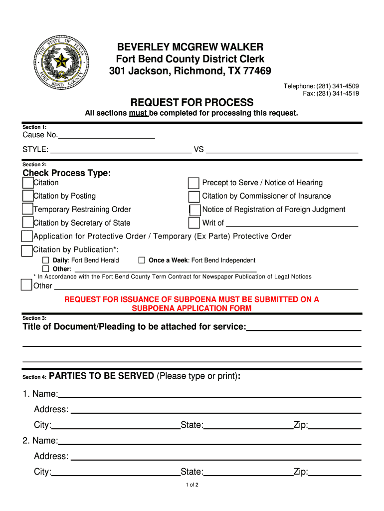 Request Fort Bend County Form Fill Online Printable Fillable Blank