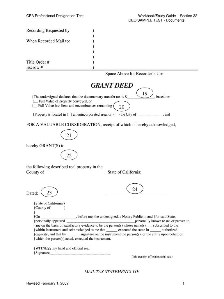 Santa Clara County Grant Deed Form Fill Online Printable Fillable