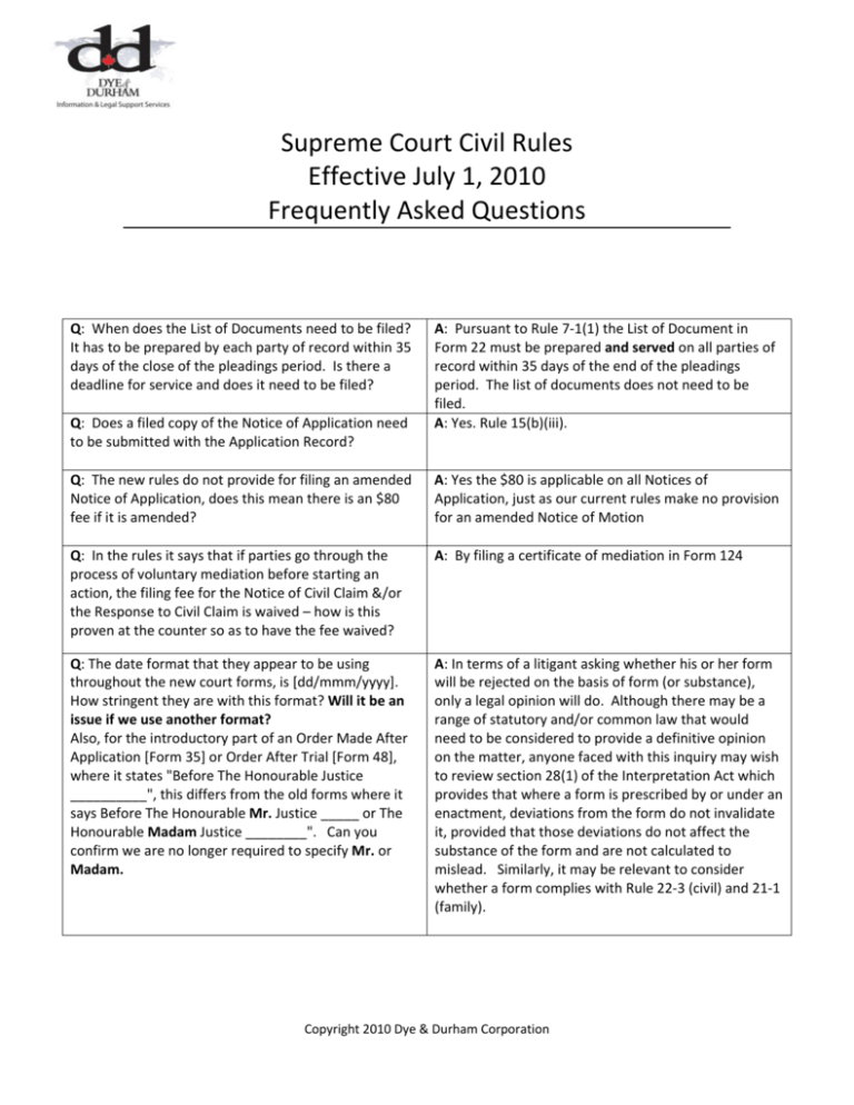 Supreme Court Civil Rules