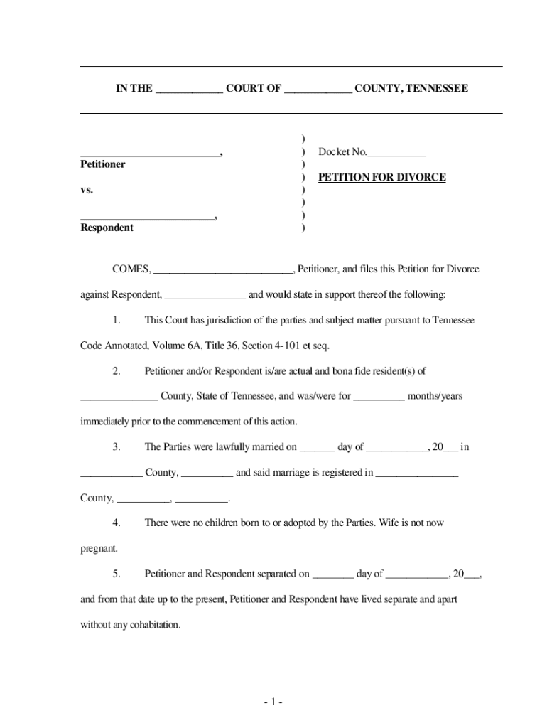 Tennessee Pro Se Forms Fill Online Printable Fillable Blank